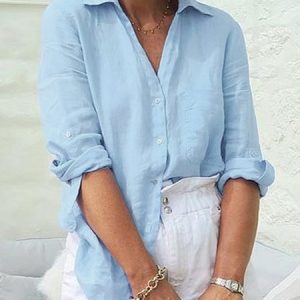 Loose Casual Shawl Collar Cotton Blouse, Blouses & Shirts, Roselinlin - Online Catalog