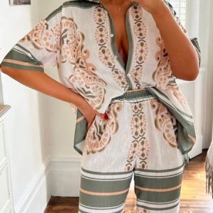 Shirt Collar Loose Floral Casual Blouse, Blouses and Shirts, color:As Picture|size:XXL, Stylewe