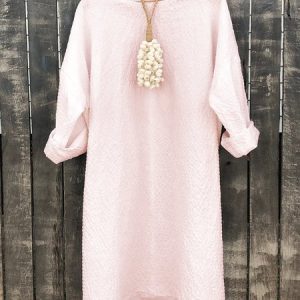 Crew Neck Women Weaving Dress Casual Cotton Weaving Dress, Midi Dresses, Roselinlin - Online Catalog