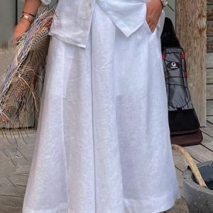 Casual Loose Plain A-Line Long Skirt, Skirts, color:White|size:XXL, Stylewe