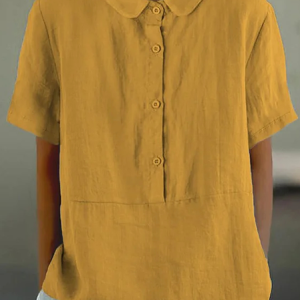 Casual Plain Loose Buckle Blouse, Blouses & Shirts, Roselinlin - Online Catalog