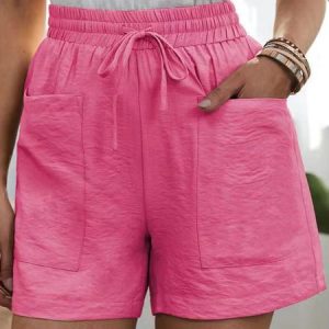 Women's H-Line Straight Pants Daily Going Out Pants Casual Plain Summer Pants, JustFashionNow Shorts, color:Rose Red|size:5XL,