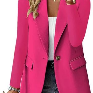 Women's Lapel Collar Lightweight Loose Blazer, Blazers, color:Deep Pink|size:XXL, catalog Noracora shop