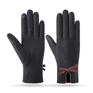 Elegant Bowknot Warmth Gloves, Gloves, color:Black|size:One-size, catalog Noracora shop
