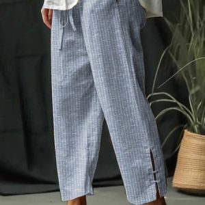 Women Striped Casual Drawstring Waist Pockets Comfy Lounge Workout Plain Pants, Pants, Roselinlin - Online Catalog