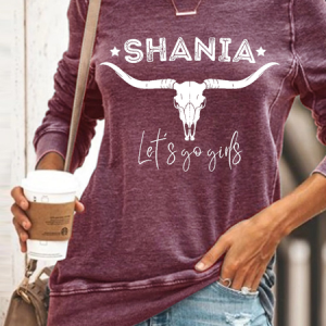 Women's Shania lets go girls Text Letters Casual Cotton-Blend Sweatshirt, Hoodies&Sweatshirts, Lilicloth.com
