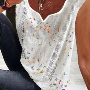 Butterfly Cotton Sleeveless Tops, Tank Tops & Camis, Roselinlin - Online Catalog