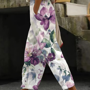 Women Cotton Casual Floral Long Pants, Pants, color:flower|size:XXL, catalog Noracora shop