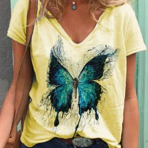 Casual Short Sleeve Shift Cotton T-shirt, Tees & T-shirts, Roselinlin - Online Catalog