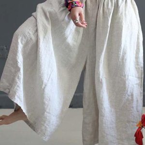 WomenвЂs Pants Cotton Linen Casual Wide Leg Pants Loose Plain, Pants, Roselinlin - Online Catalog