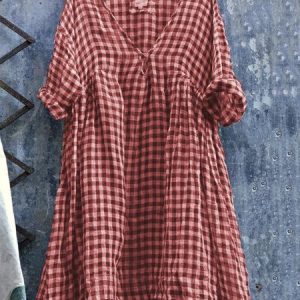 Casual V Neck 3/4 Sleeve Lattice Bat Sleeve Dress, Midi Dresses, Roselinlin - Online Catalog
