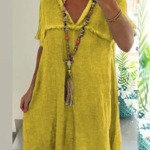 Cotton-Blend Casual Women Dress, Midi Dresses, Roselinlin - Online Catalog