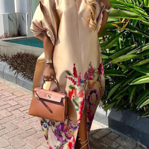 Elegant Floral Loose Maxi Dress, Maxi Dresses, color:As Picture|size:XXL, Stylewe