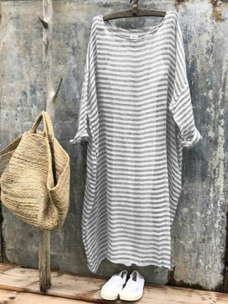 Women Striped Maxi Long Long Sleeve Tops Mini Dress, Midi Dresses, Roselinlin - Online Catalog