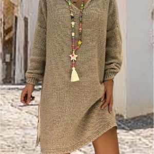Wool/Knitting Loose Simple Dress, Midi Dresses, Roselinlin - Online Catalog