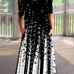 Vintage Boho Holiday Shift Ombre/tie-Dye Crew Neck Short Sleeve Women Dress, Midi Dresses, Roselinlin - Online Catalog