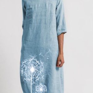 Linen Crew Neck Casual Women Dress, Midi Dresses, Roselinlin - Online Catalog