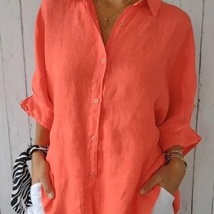 Loose Casual Shirt Collar Plain Blouse, Blouses & Shirts, Roselinlin - Online Catalog