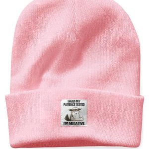 I Had My Patience Tested I'm Negative Cat Funny Sarcasm Animal Graphic Beanie Hat, Hats, Lilicloth.com