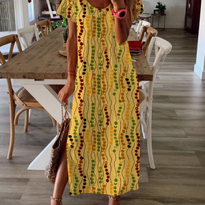 Summer Floral Printed Short Sleeve Maxi Dress, Maxi Dresses, Roselinlin - Online Catalog