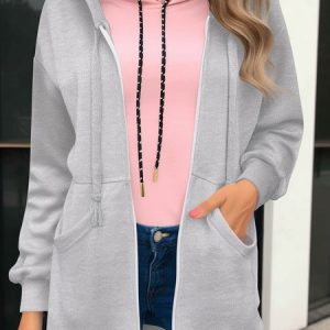 Loose Plain Casual Jacket, Coats, Roselinlin - Online Catalog