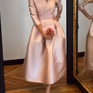 Elegant Stand Collar Plain Midi Dress, Midi Dresses, color:As Picture|size:XXL, Stylewe