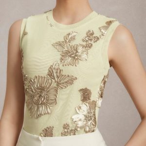 Textured Breathable Floral Tank Top, Tanks and Camis, color:Apricot|size:XXL, Stylewe