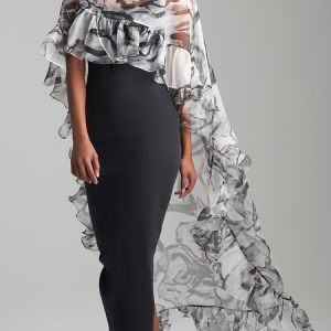 Ruffle Loose Floral Cap Sleeve Urban Long Shirt, Blouses and Shirts, color:As Picture|size:XXL, Stylewe