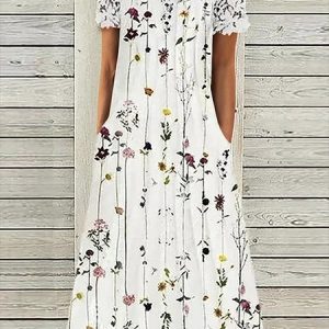 Lace Floral Short sleeve Crew Neck Casual Short sleeve Woven Dress, Midi Dresses, Roselinlin - Online Catalog
