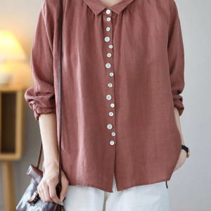 Cotton Plain Casual Blouse, Blouses & Shirts, Roselinlin - Online Catalog