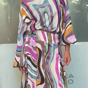 Vacation Asymmetrical Long Sleeve Random Print Loose Shirt, Blouses and Shirts, color:As Picture|size:XXL, Stylewe