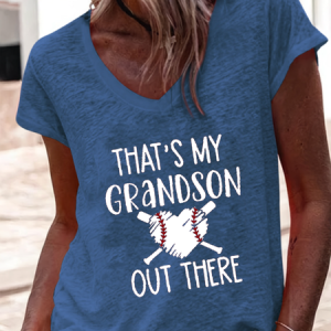 Women's That's My Grandson out Ther Print Casual Regular Fit T-Shirt, T-shirts, Lilicloth.com