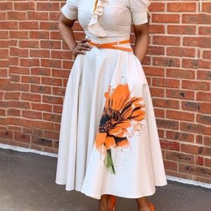 Urban Regular Fit Floral Stand Collar Dress With No Belt, Maxi Dresses, color:As Picture|size:XXL, Stylewe