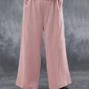 Women Casual Solid Pockets Cotton and Linen Wide Leg Pants, Pants, Roselinlin - Online Catalog