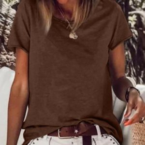 Women Casual Crew Neck Plain Short Sleeve Summer T-shirt, Tees & T-shirts, Roselinlin - Online Catalog