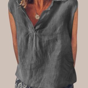 Women Casual V Neck Sleeveless Cotton Linen Summer Tank Top, Tank Tops & Camis, Roselinlin - Online Catalog