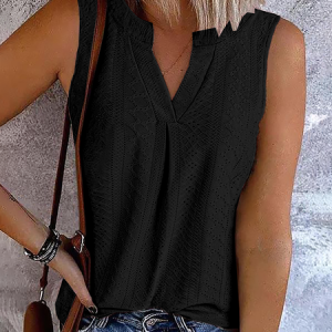 Plain Lace V Neck Casual Tank Top, Tank Tops & Camis, Roselinlin - Online Catalog