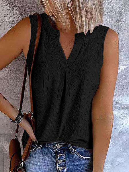 Plain Lace V Neck Casual Tank Top, Tank Tops & Camis, Roselinlin - Online Catalog