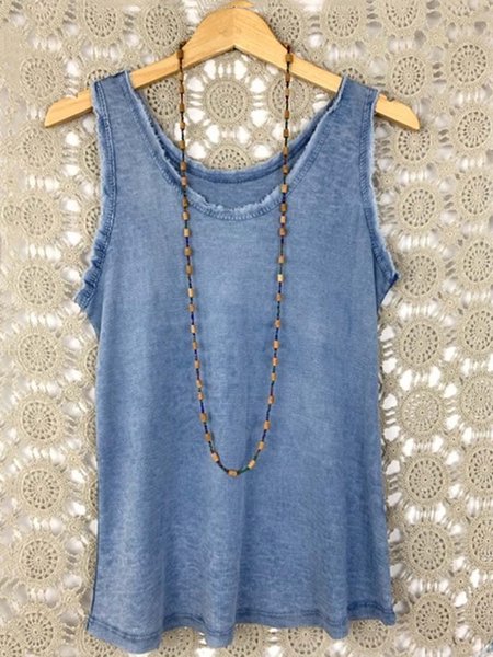 Casual Cotton Plain Sleeveless Top, Tank Tops & Camis, Roselinlin - Online Catalog