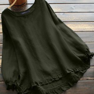 Plain Casual Cotton Loose Shirt, Blouses & Shirts, Roselinlin - Online Catalog
