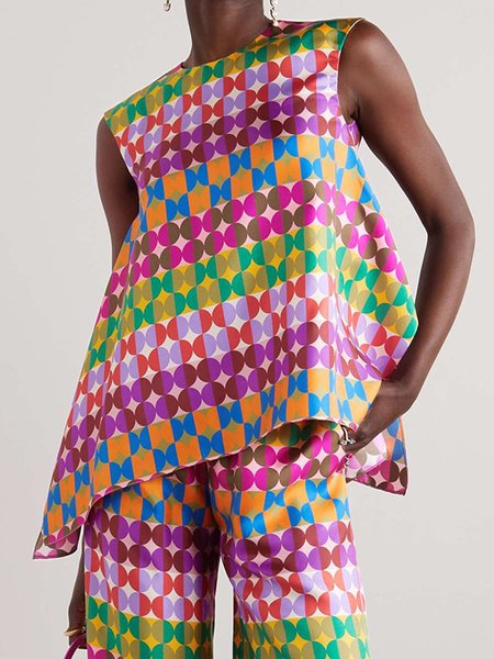 Crew Neck Urban Polka Dots Loose Shirt, Blouses and Shirts, color:As Picture|size:XXL, Stylewe
