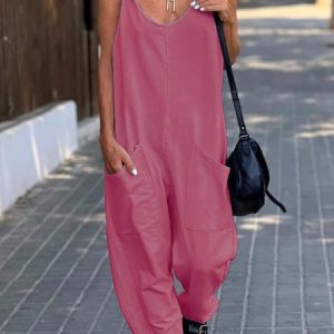 Loose Spaghetti Casual Plain Jumpsuit, Suits, Roselinlin - Online Catalog