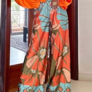 Regular Fit Floral Urban Fashion Pants, Pants, color:As Picture|size:XXL, Stylewe