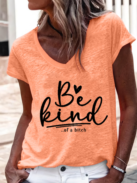 Women's Funny Saying Be Kind Of A Bitch Cotton-Blend Casual Text Letters T-Shirt, T-shirts, Lilicloth.com