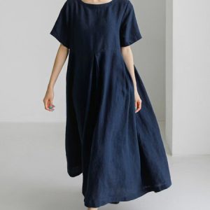 Plain Lace Crew Neck Casual Dress With No, Maxi Dresses, Roselinlin - Online Catalog