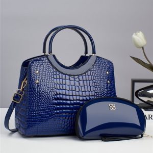 2pcs/set Large Capacity Embossed Commuting Tote Bag  with Coin Purse, Bags, color:Blue|size:One-size, Stylewe