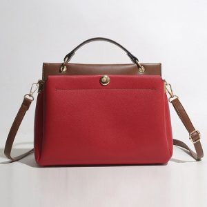 Minimalist Large Capacity Color-block Tote Bag with Crossbody Strap, Bags, color:Red|size:One-size, Stylewe