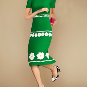 Plus Size Floral Tight Short Sleeve Elegant Midi Dress, Plus Dresses, color:Green|size:4X, Stylewe