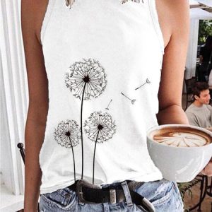 Crew Neck Plants Sexy Sleeveless Top, Tank Tops & Camis, Roselinlin - Online Catalog