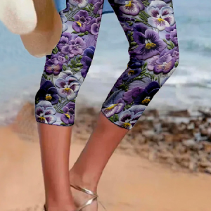 3D Printing Flower Regular Fit Casual Leggings, Leggings, Lilicloth.com